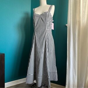 Avec Les Filles Black and White Checkered Midi Dress